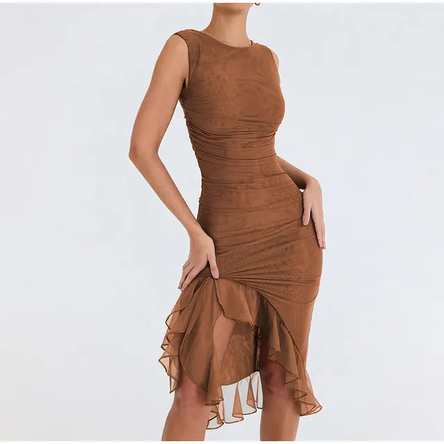 Rozz - Midi Dress With Ruffles